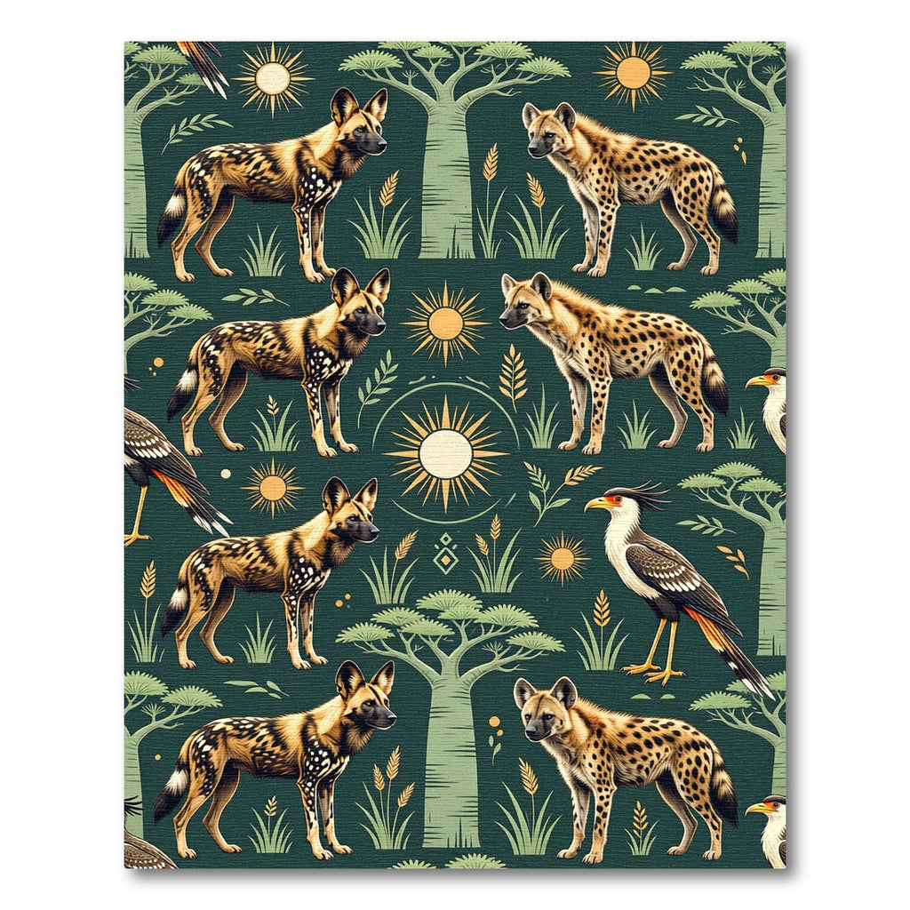 African Wildlife Forest Safari Sage Rug