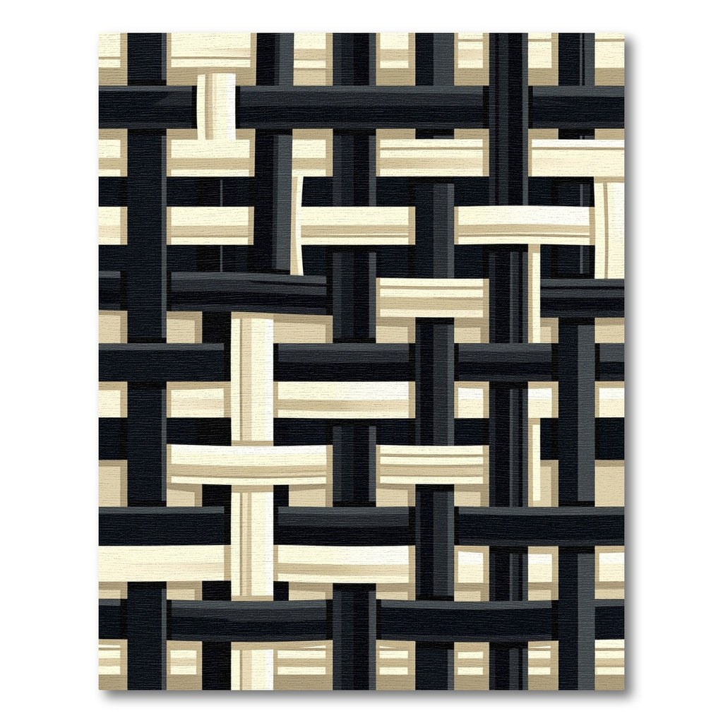 Monochrome Woven Black and Cream Grid Rug