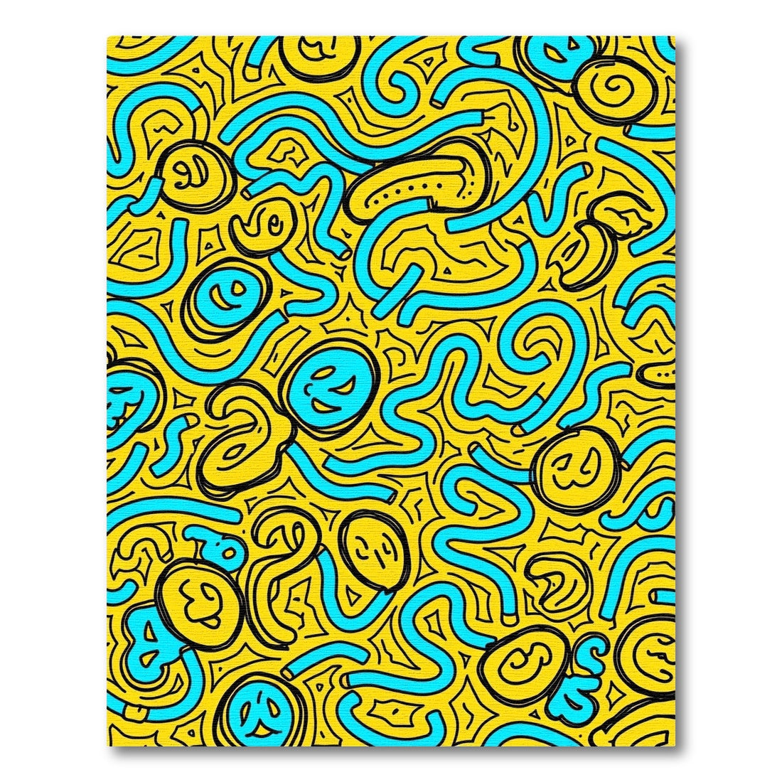 Yellow Aqua Whimsical Swirls Rug