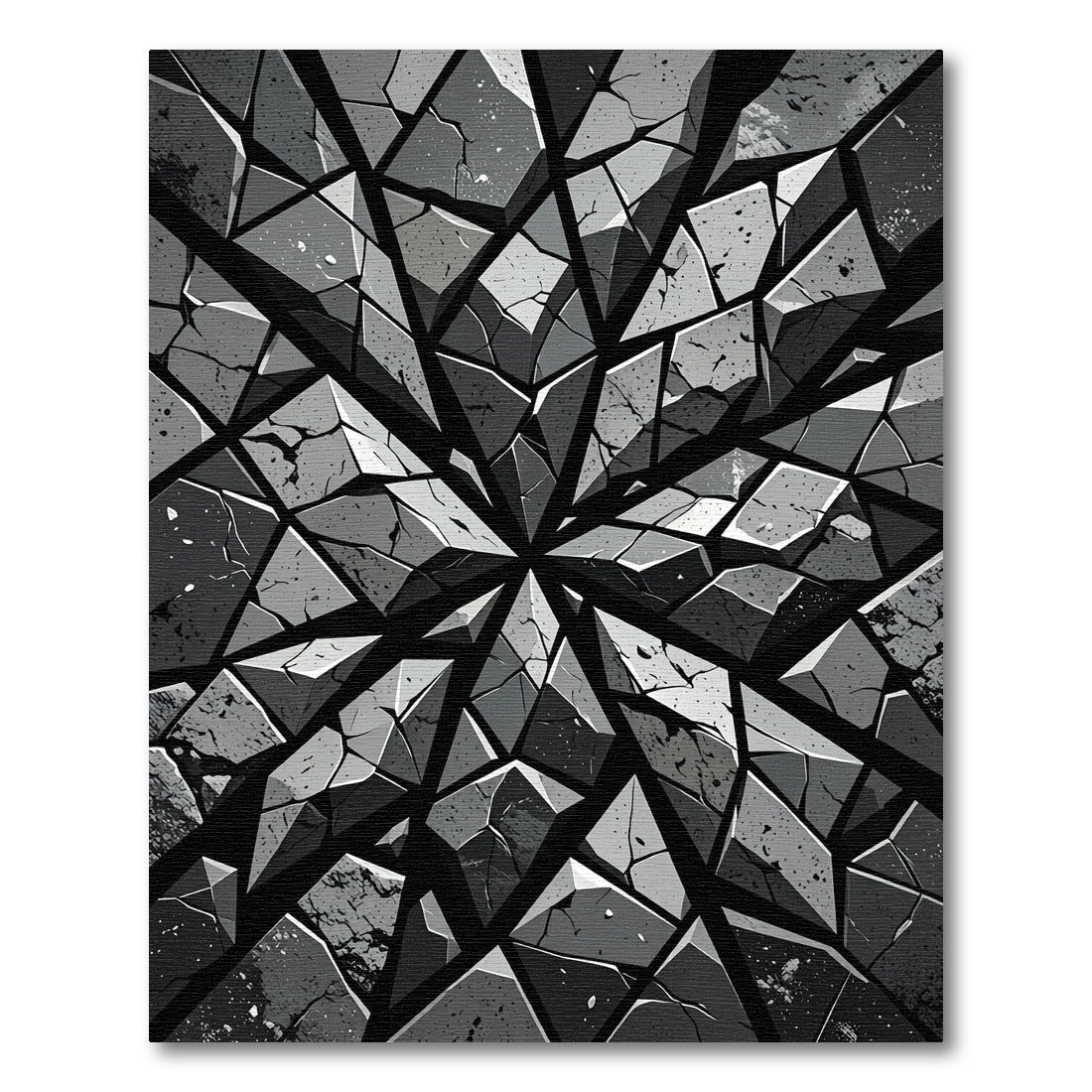 Monochromatic Geometric Shard Stone Abstract Rug