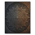 Ornate Bronze Metallic Filigree Medallion Rug