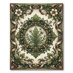 Vintage Sage Floral Scroll Medallion Rug