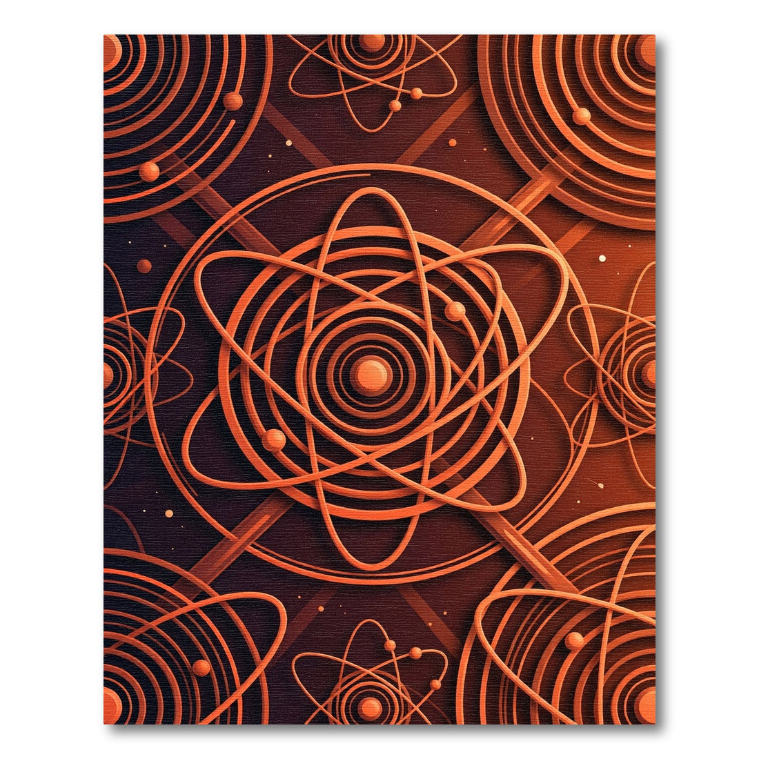 Deep Orange Atomic Orbit Rug