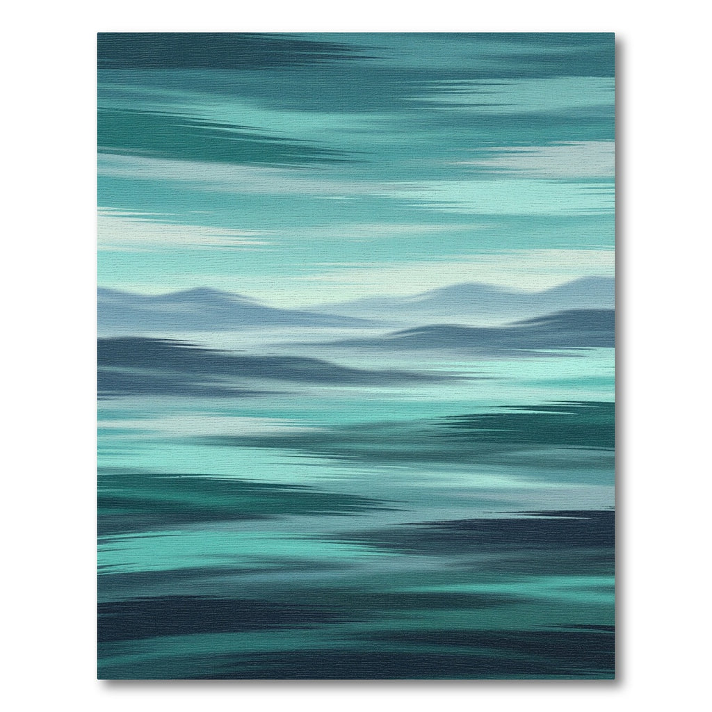 Serene Teal Abstract Blurred Horizon Rug