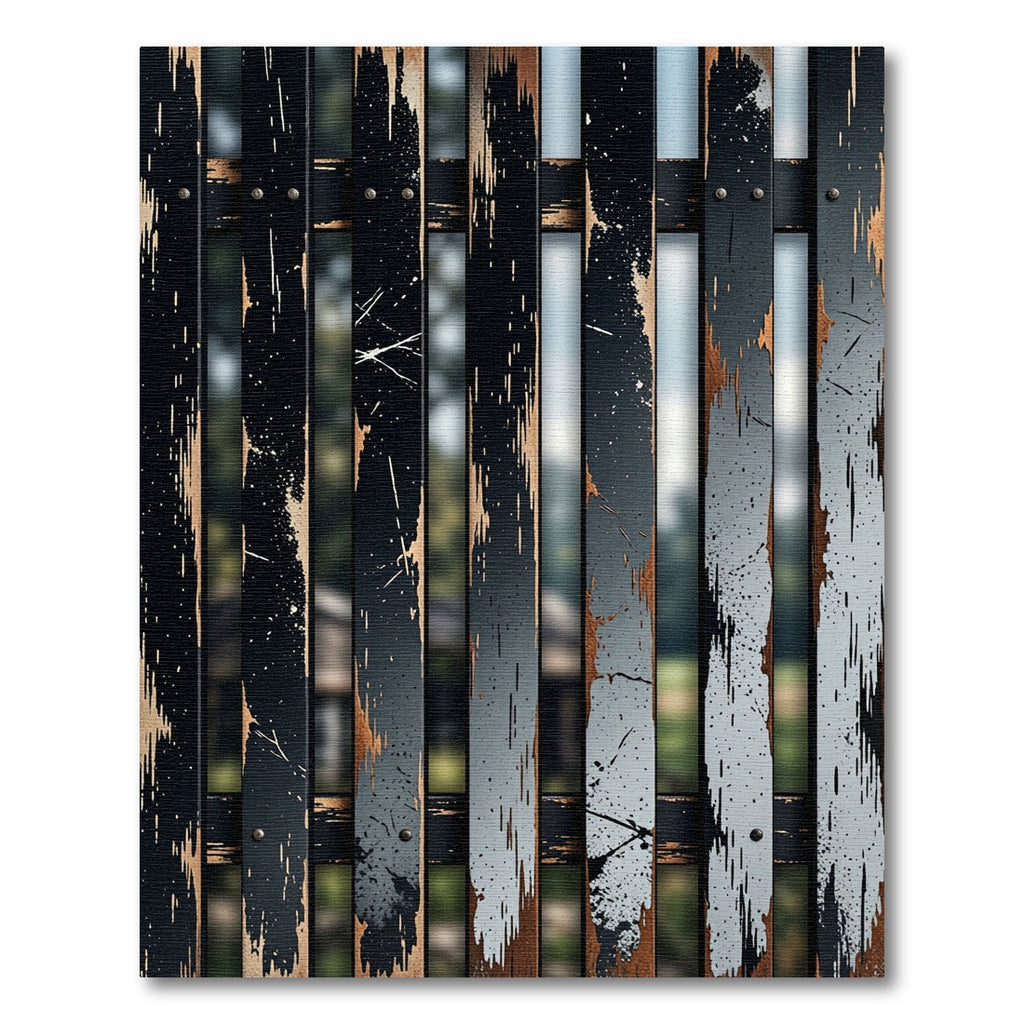 Distressed Black Wood Grain Vertical Rug