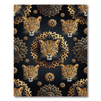 Black Gold Leopard Mandala Medallion Rug