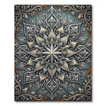 Ornate Celestial Silver Gold Mandala Rug