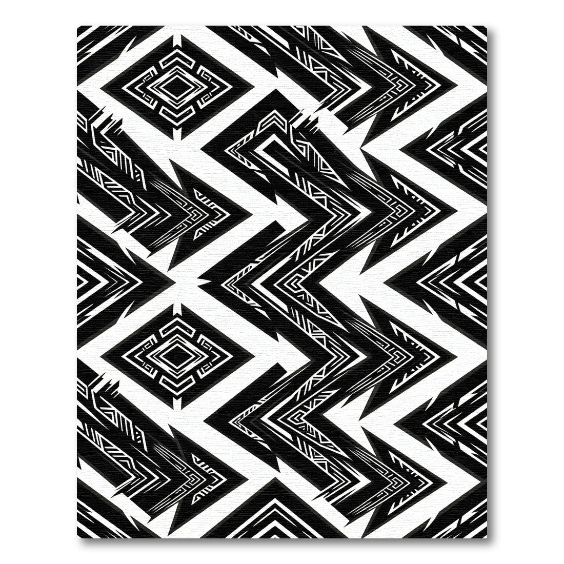 Bold Monochrome Geometric Tribal Arrow Rug