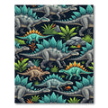 Prehistoric Gray Stegosaurus Forest Flora Rug