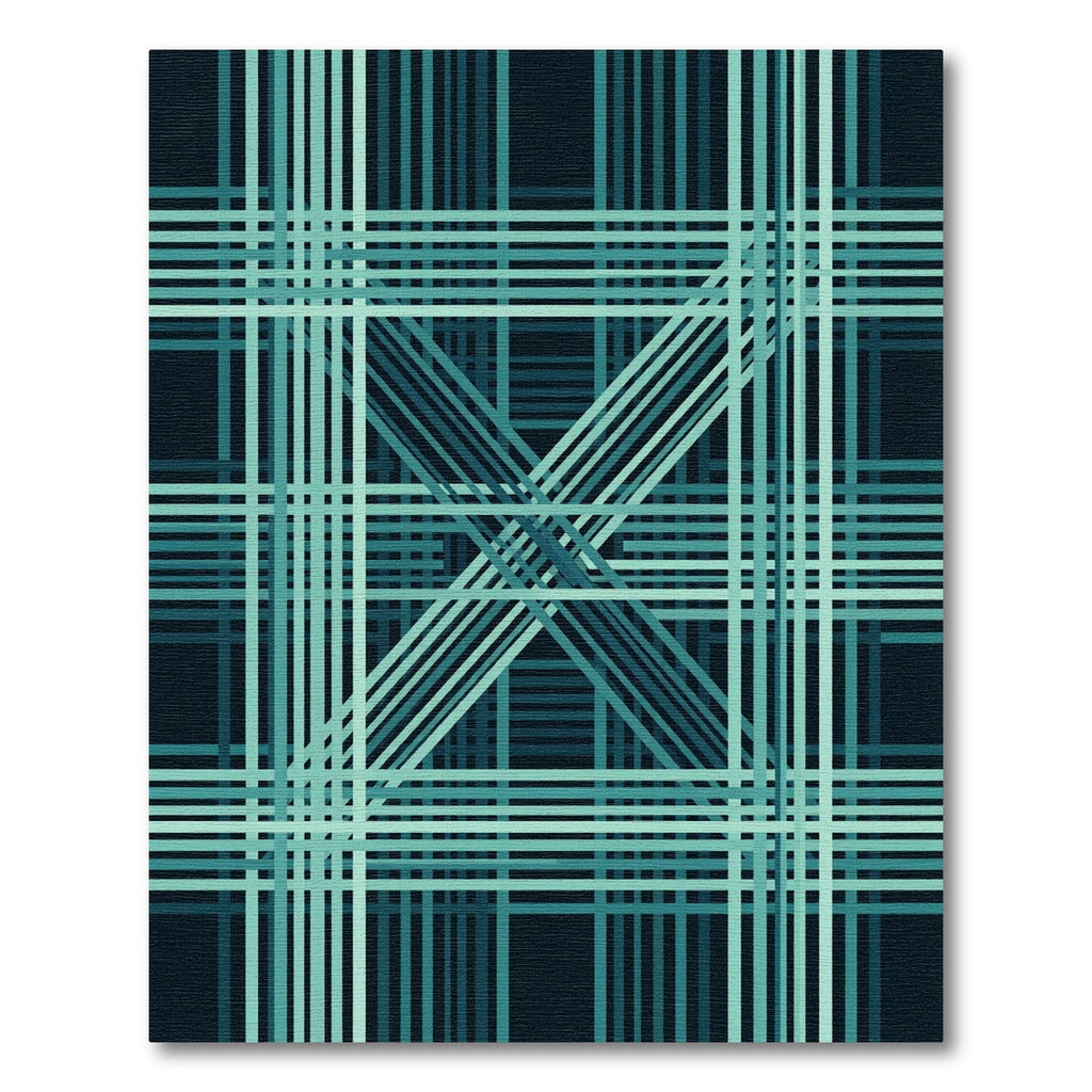 Deep Teal Geometric Intersecting Lines Rug
