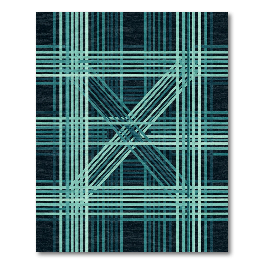 Deep Teal Geometric Intersecting Lines Rug