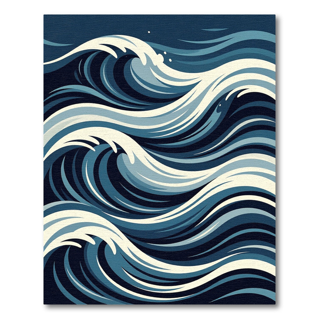 Modern Indigo Abstract Sea Wave Rug