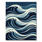 Modern Indigo Abstract Sea Wave Rug