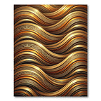 Golden Liquid Waves with Tribal Accents Rug