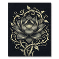 Ornate Golden Lotus Flower Arrangement Rug