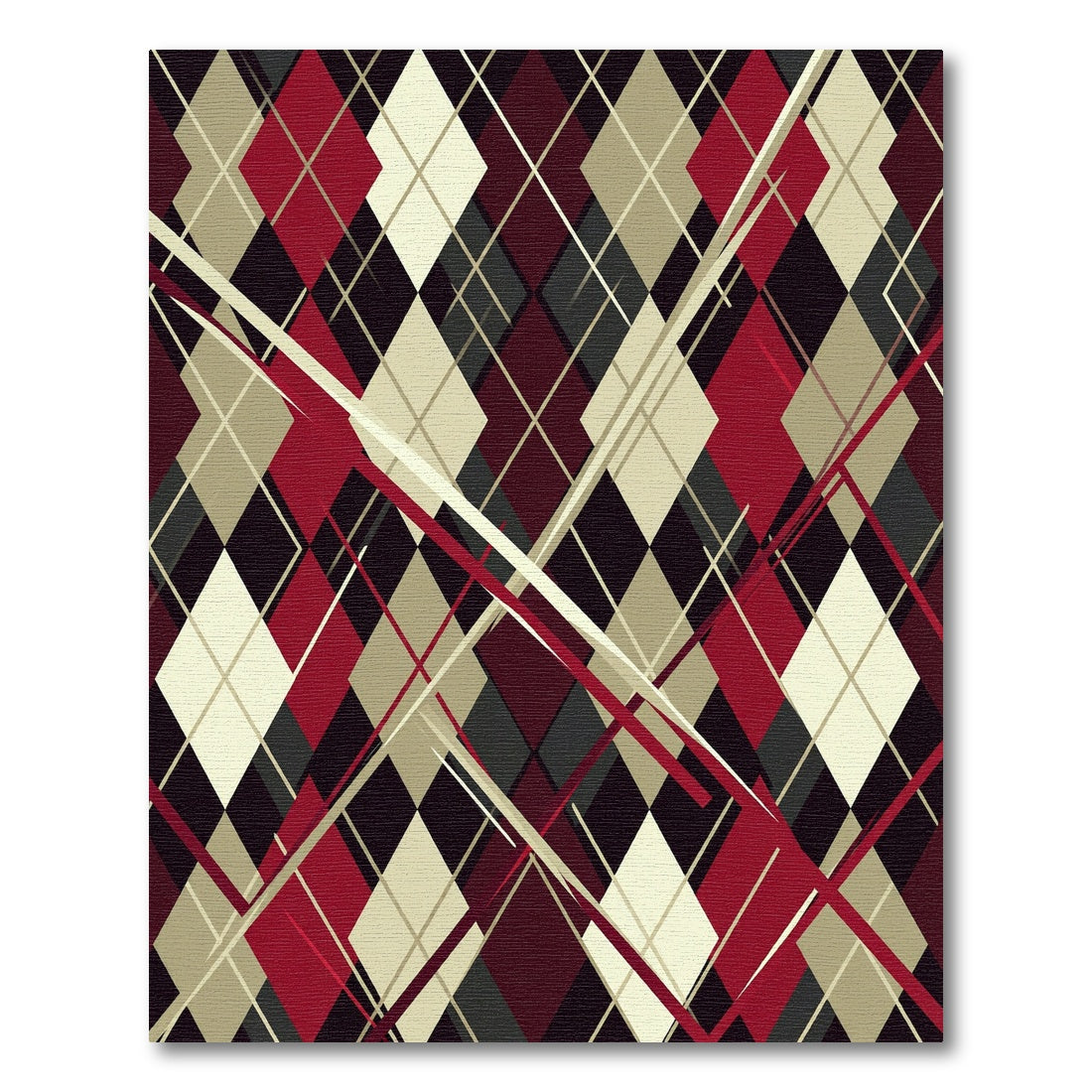 Crimson Diamond Plaid Overlay Rug