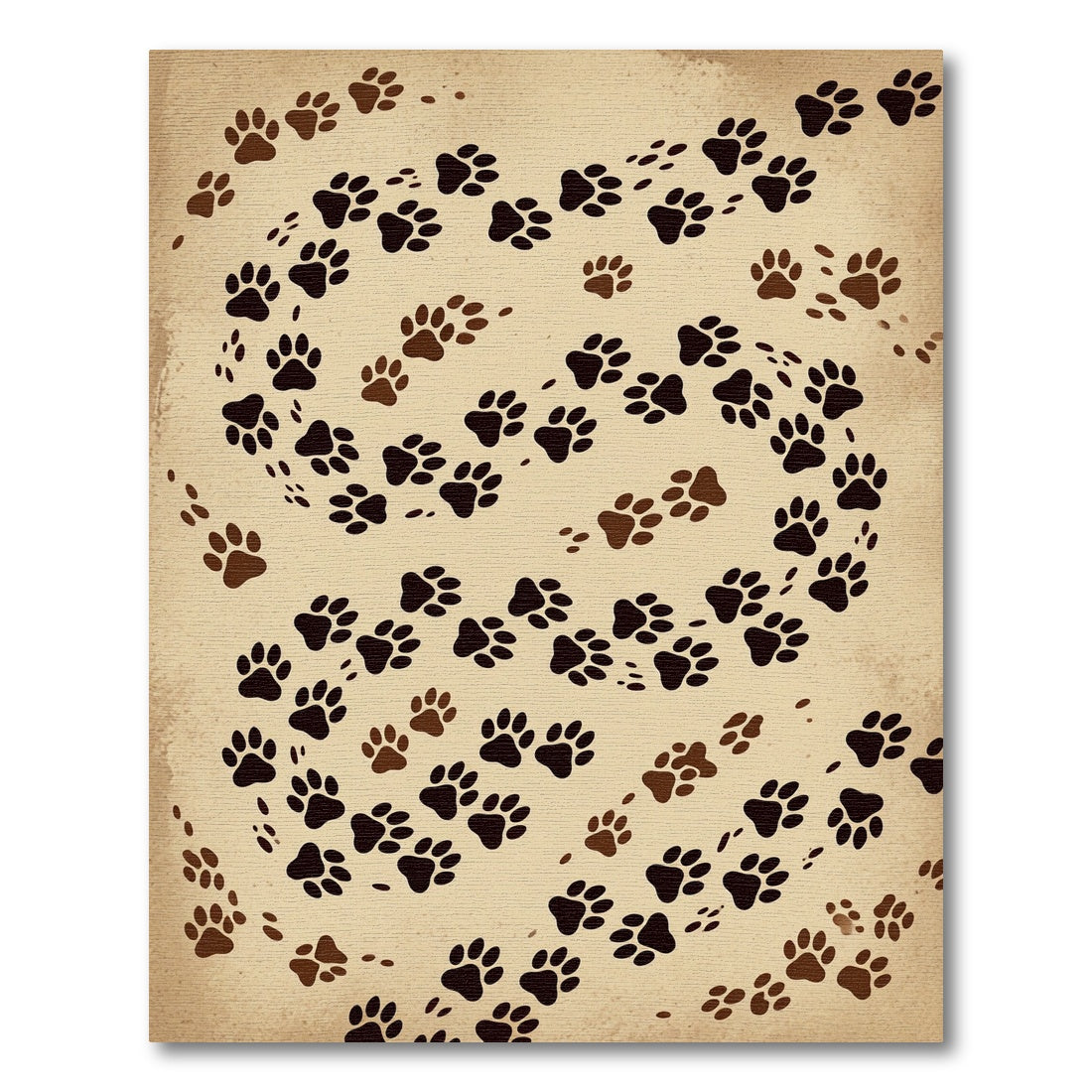 Earthy Brown Paw Print Spiral Rug