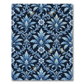 Deep Blue Accented Floral Scroll Rug