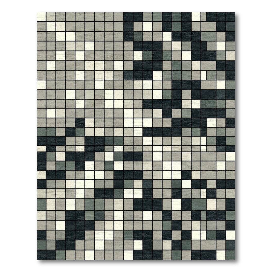 Monochrome Pixelated Grid Abstract Area Rug
