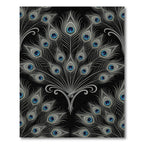 Elegant Peacock Feather Black Ornate Rug
