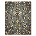 Elegant Gold Floral Damask Charcoal Rug