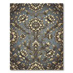 Elegant Gold Floral Damask Charcoal Rug