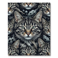 Feline Portrait Collage Gray Black Rug