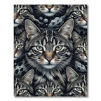 Feline Portrait Collage Gray Black Rug