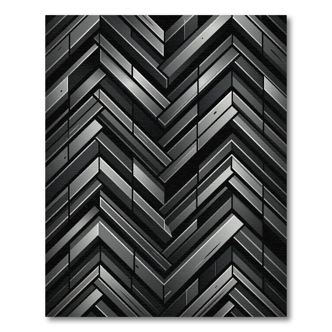 Metallic Charcoal Herringbone Geometric Rug