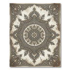Ornate Neutral Floral Medallion Scroll Rug