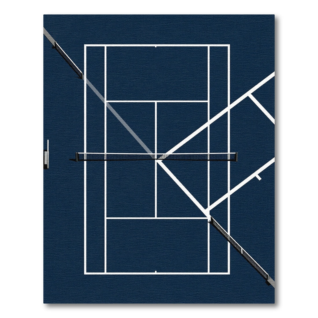 Minimalist Navy Tennis Court Graphic Rug