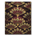 Elegant Gold Peacock Fan Dark Burgundy Rug