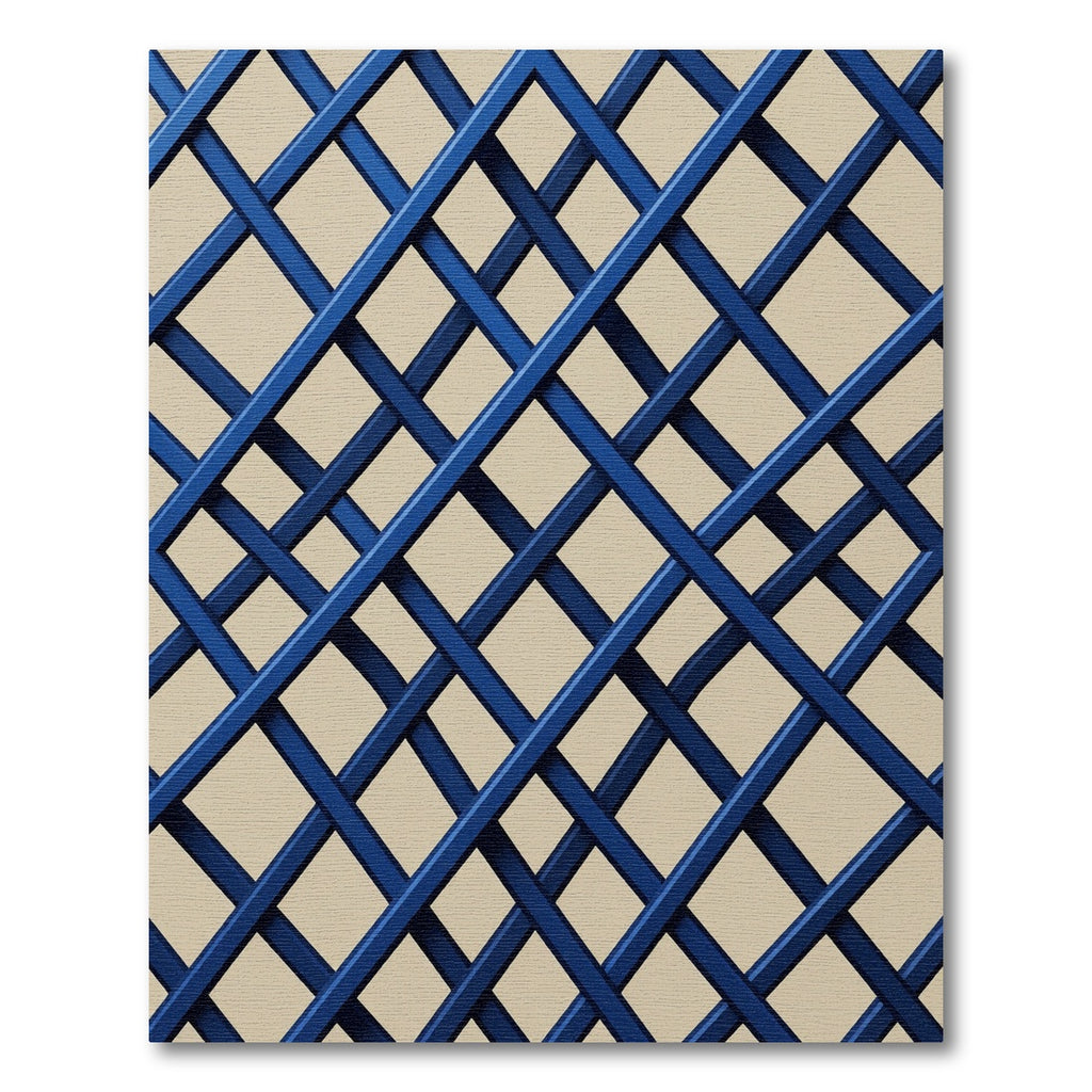 Bold Navy Blue Intersecting Grid Rug