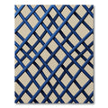 Bold Navy Blue Intersecting Grid Rug