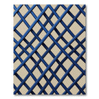Bold Navy Blue Intersecting Grid Rug