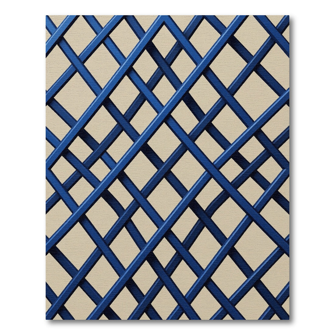 Bold Navy Blue Intersecting Grid Rug