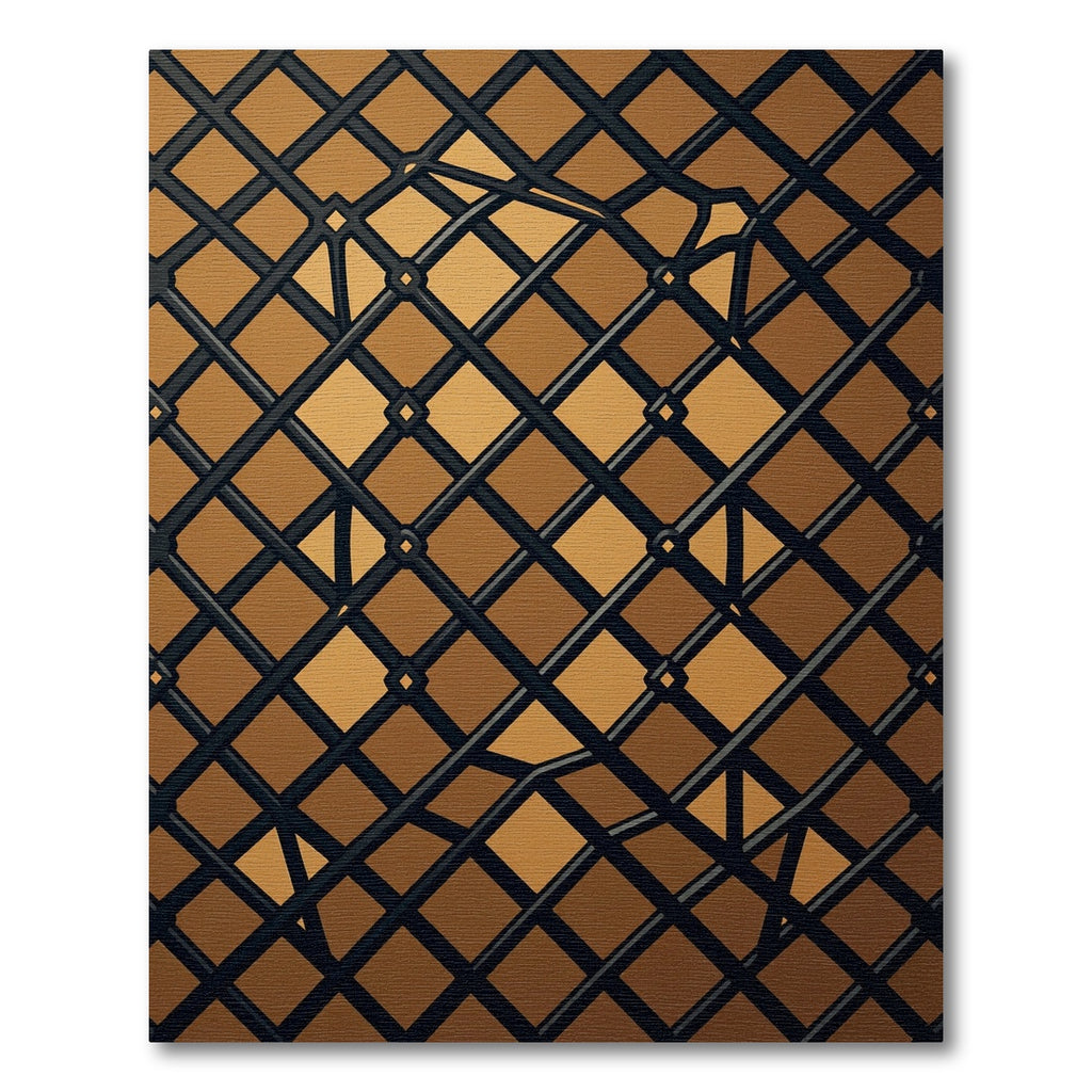 Contemporary Bronze Geometric Lattice Grid Rug