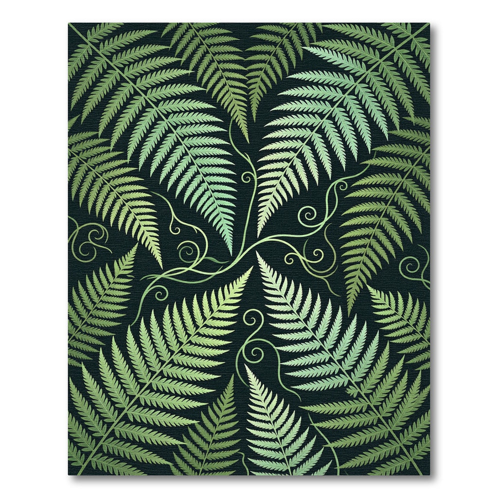 Lush Fern Foliage Botanical Garden Rug