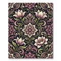 Elegant Mauve Floral Damask Tapestry Rug