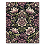 Elegant Mauve Floral Damask Tapestry Rug