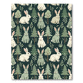 Earthy Forest Bunny Woodland Illustration Rug