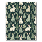 Earthy Forest Bunny Woodland Illustration Rug