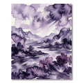 Ethereal Purple Watercolor Mountain Landscape Rug