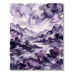 Ethereal Purple Watercolor Mountain Landscape Rug