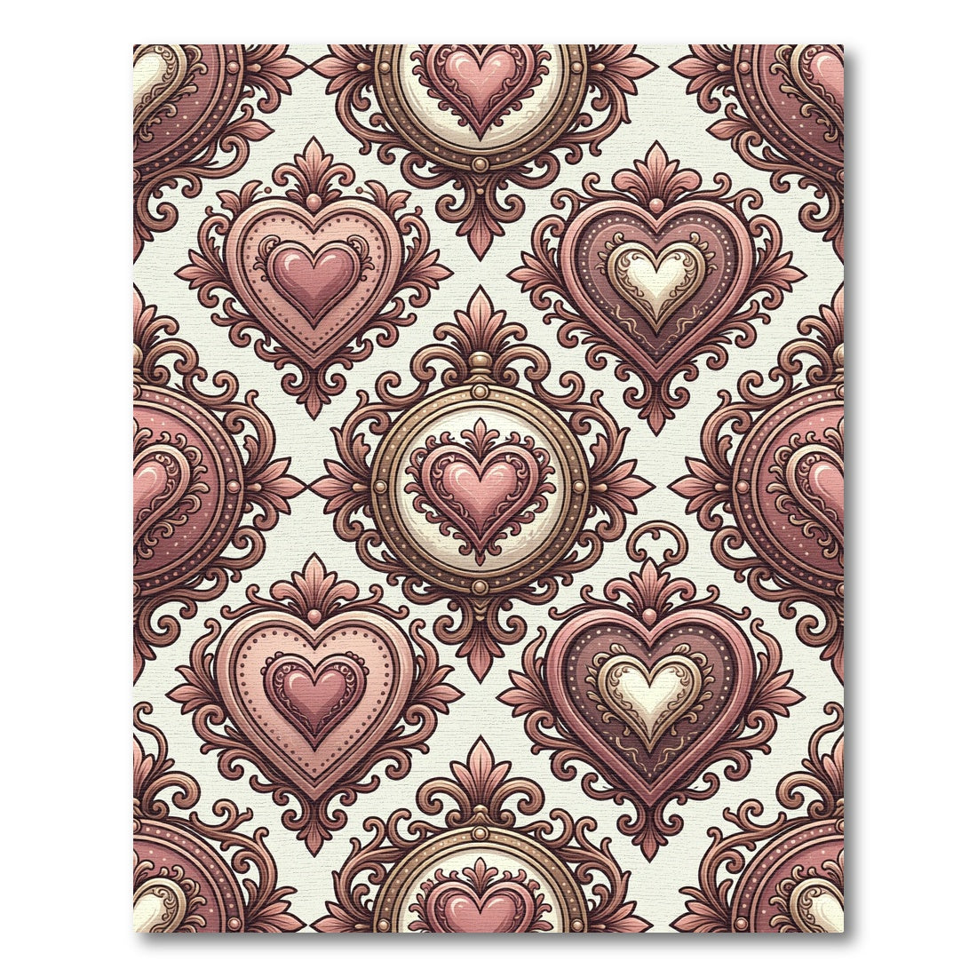 Ornate Baroque Heart Floral Tapestry Rug