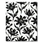 Bold Black Ink Botanical Floral Illustration Rug