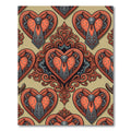 Orange Heart Ornate Scroll Tie Rug