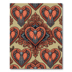 Orange Heart Ornate Scroll Tie Rug