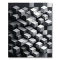 Monochromatic Isometric Gray Block Grid Rug