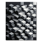 Monochromatic Isometric Gray Block Grid Rug